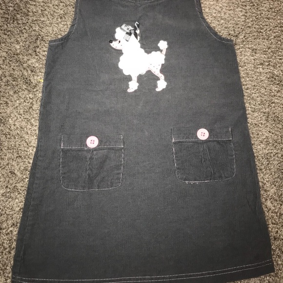 Grey corduroy pinafore poodle appliqué 5t EUC!🎀 - Picture 2 of 4